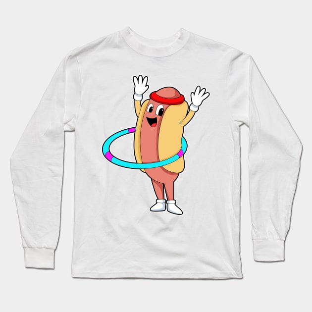 Hotdog at Fitness with Flywheel Long Sleeve T-Shirt by Markus Schnabel